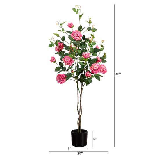 4ft. Pink Rose Tree in Black Pot